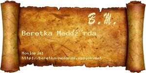 Beretka Medárda névjegykártya